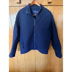 Lands End Mens Navy Blue Quilted Puffer Jacket Full Zip Stand Collar Size M38-40
